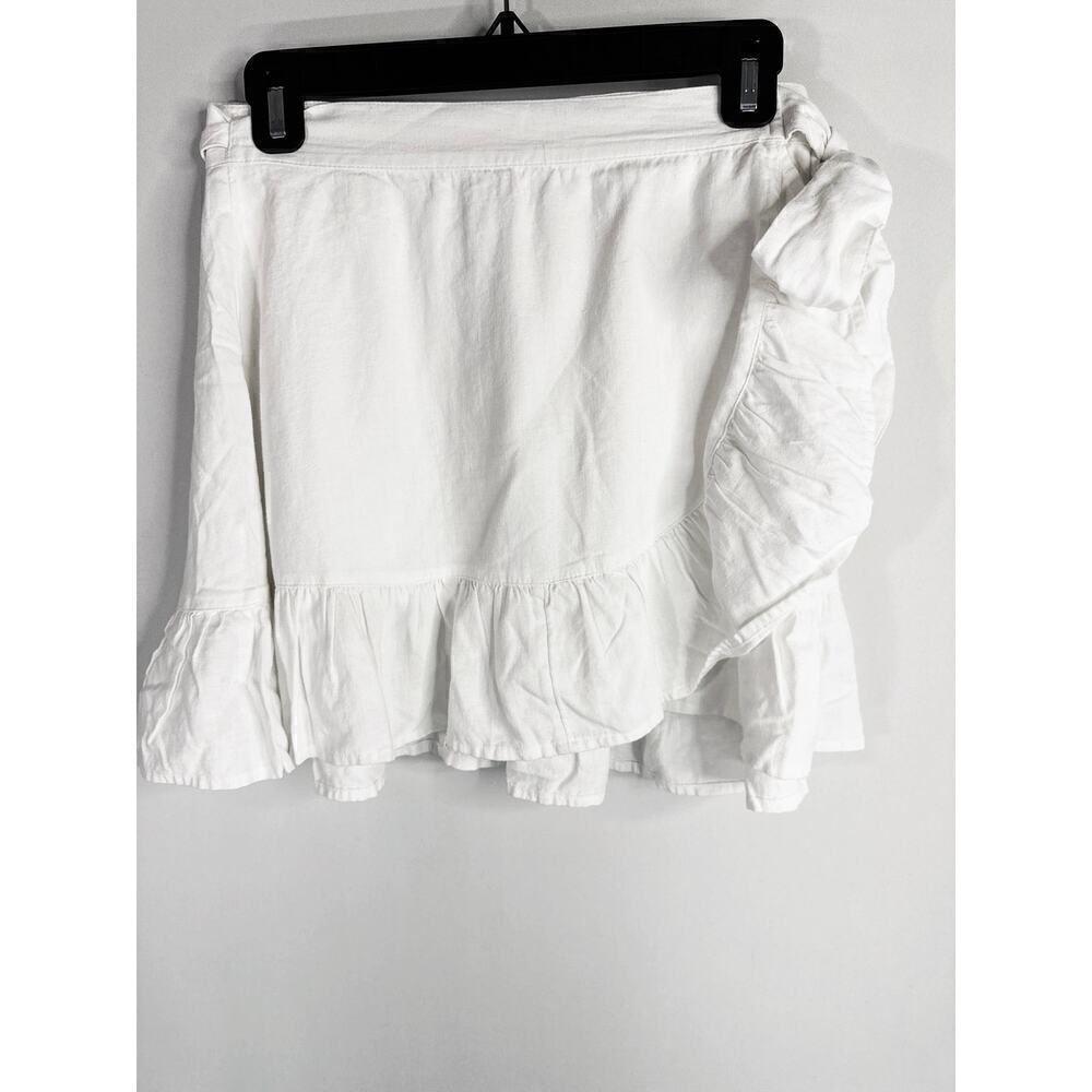Aerie Self Tie Wrap Ruffle Hem Skirt White SMALL NWT